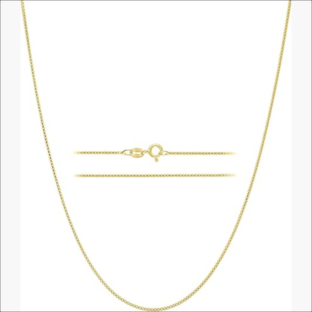 18K Gold Plated 925 Sterling Silver Diamond Cut Box Link Chain Necklace
